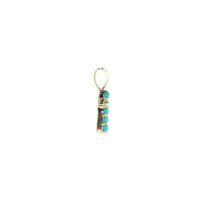14K Yellow Gold Turquoise & Diamond Cross Pendant