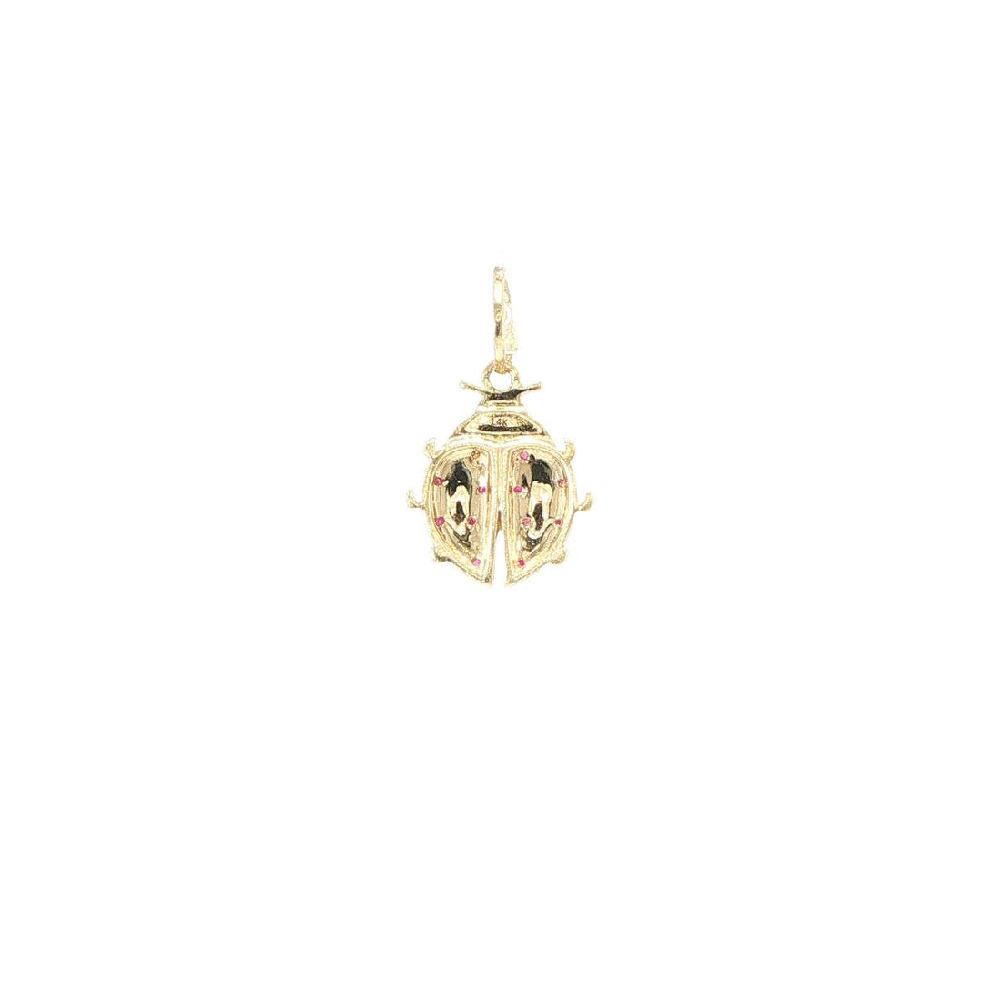 14K Yellow Gold Ruby Ladybug Pendant