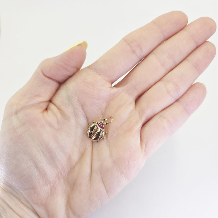 14K Yellow Gold Ruby Ladybug Pendant