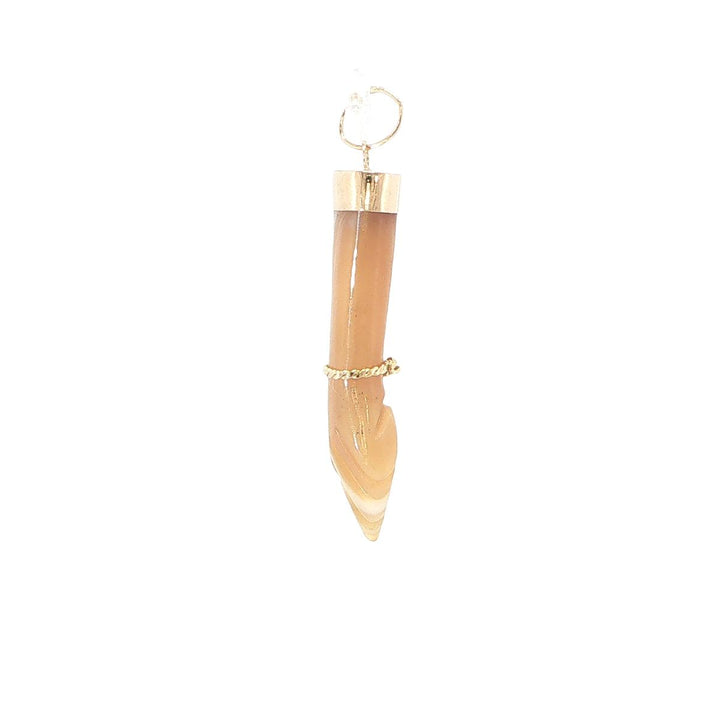 14K Yellow Gold Mano Figa Charm with Carved Agate