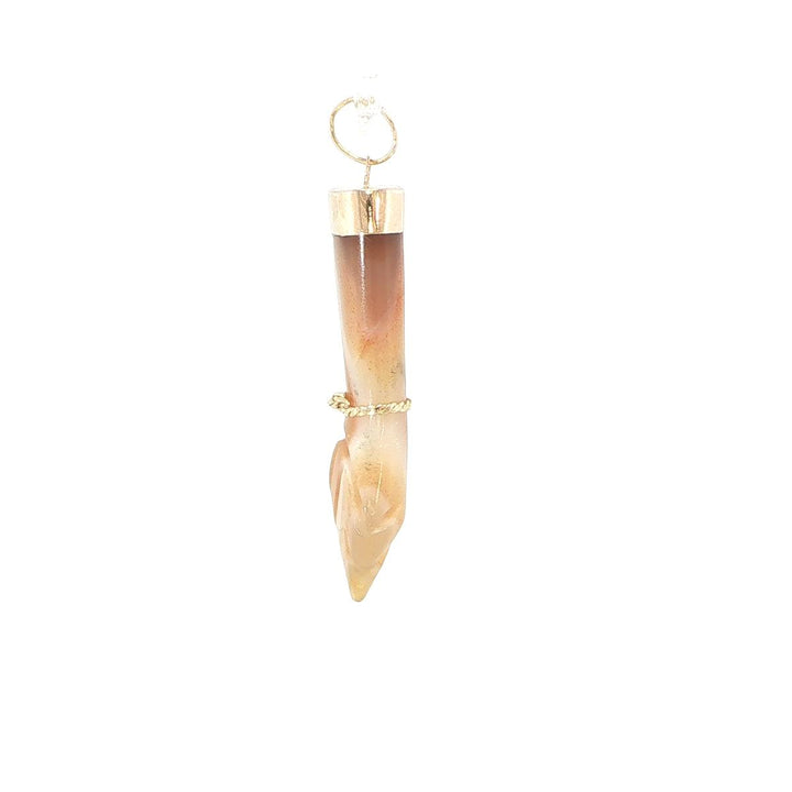 14K Yellow Gold Mano Figa Charm with Carved Agate