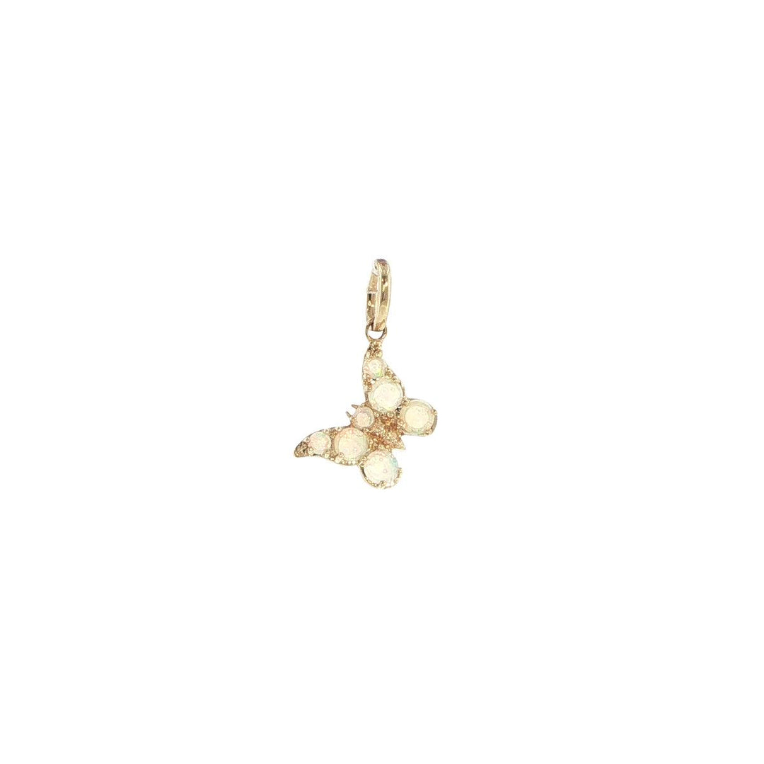 14K Yellow Gold Australian Opal Butterfly Pendant