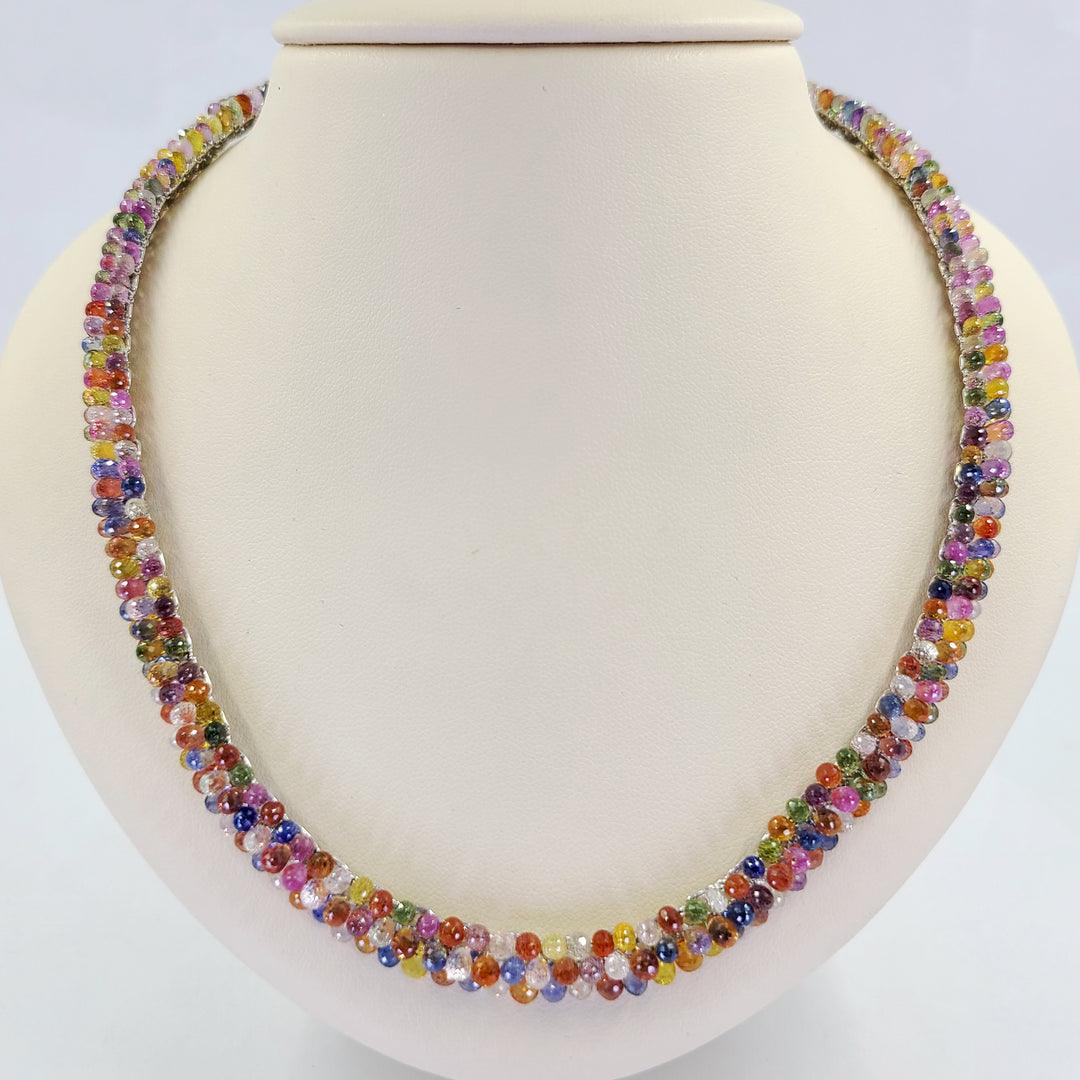 Briolette Cut Multicolor Sapphire Necklace