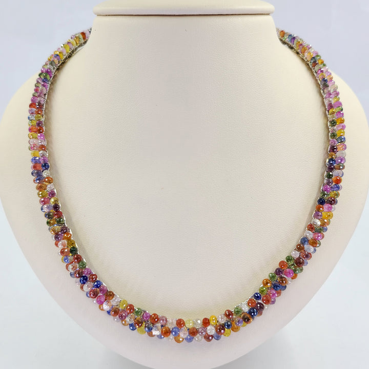 Briolette Cut Multicolor Sapphire Necklace