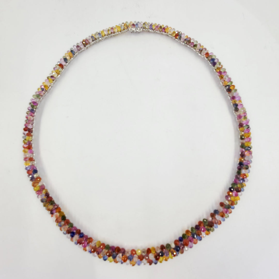 Briolette Cut Multicolor Sapphire Necklace