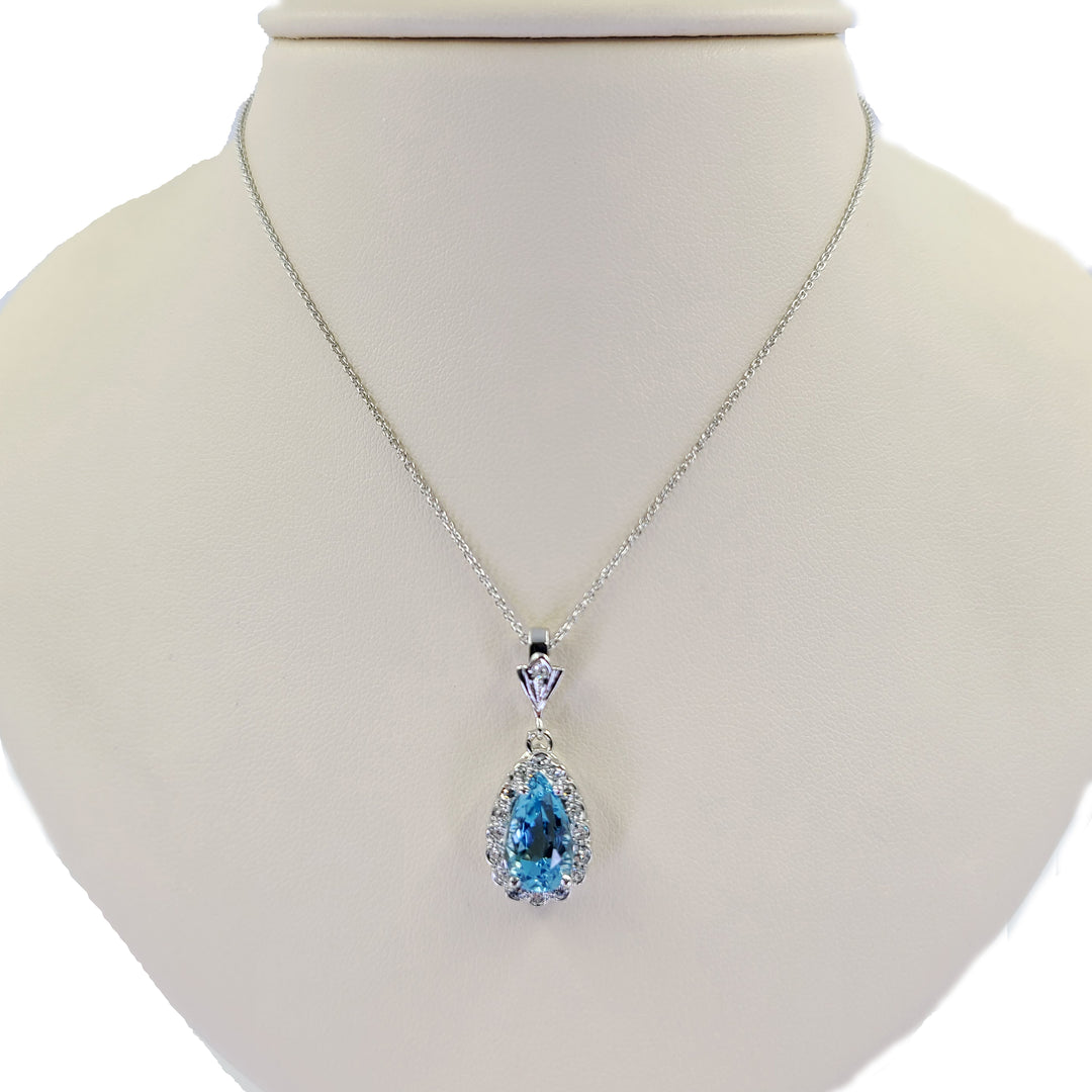 Aquamarine and Diamond Enhancer Pendant