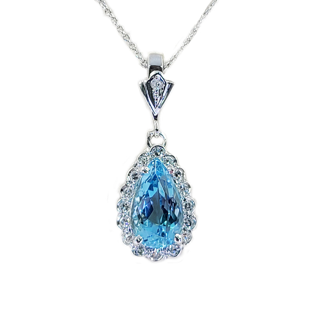 Aquamarine and Diamond Enhancer Pendant