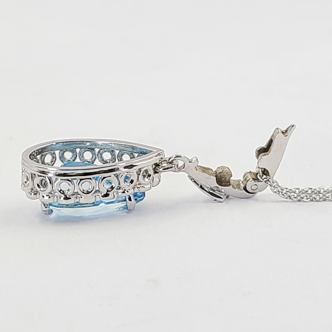 Aquamarine and Diamond Enhancer Pendant