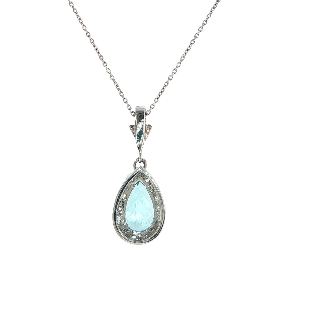 Aquamarine and Diamond Enhancer Pendant