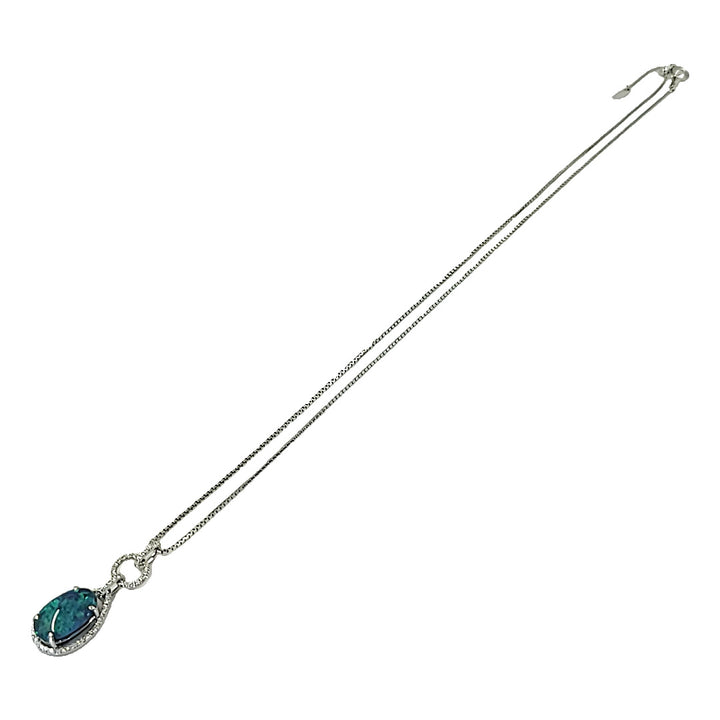 Lightning Ridge Opal and Diamond Pendant Necklace