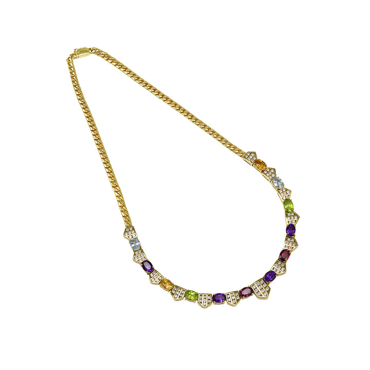 Colored Gemstone and Diamond Necklace