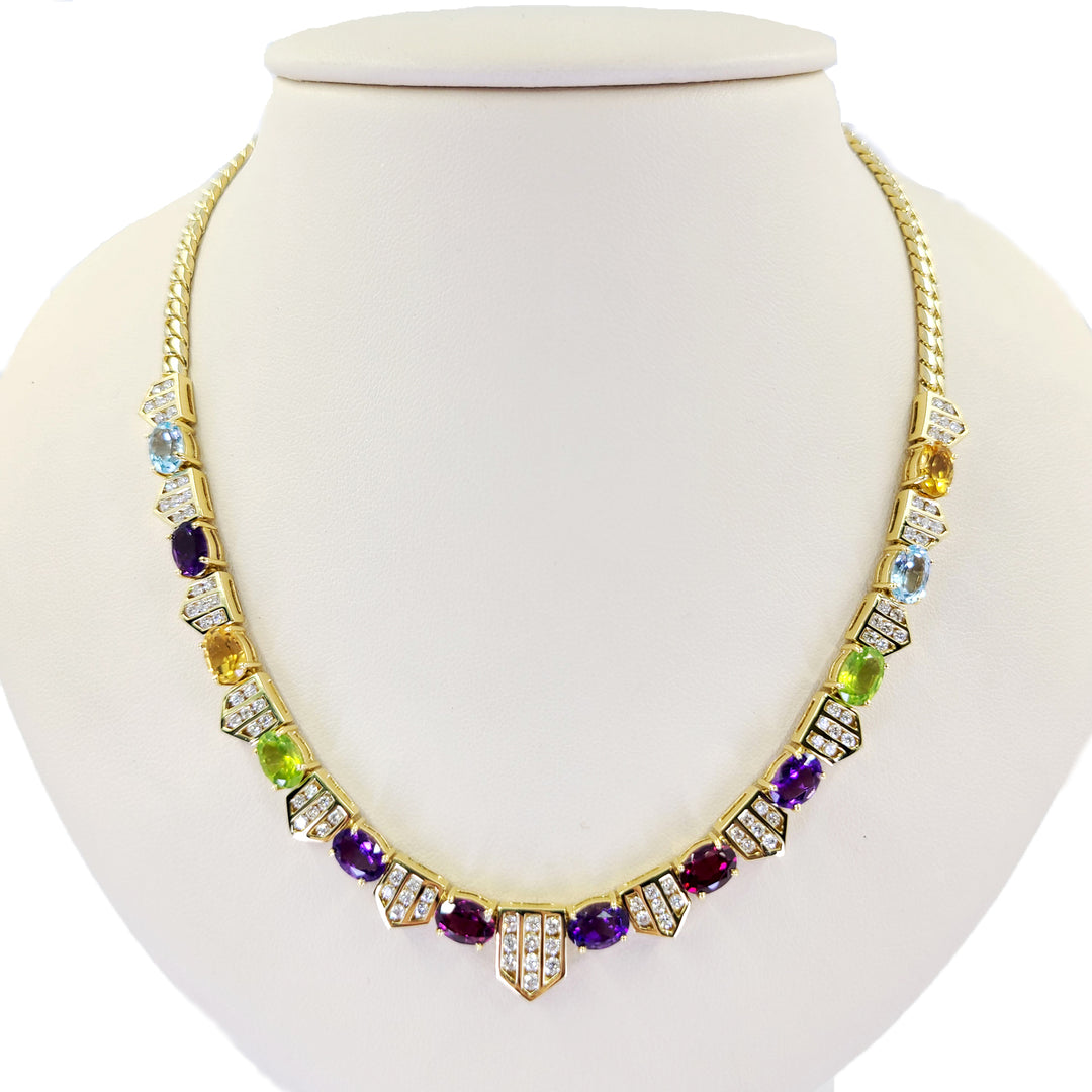 Colored Gemstone and Diamond Necklace