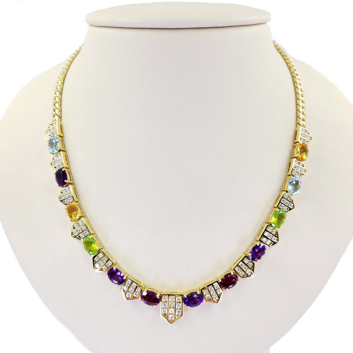Colored Gemstone and Diamond Necklace