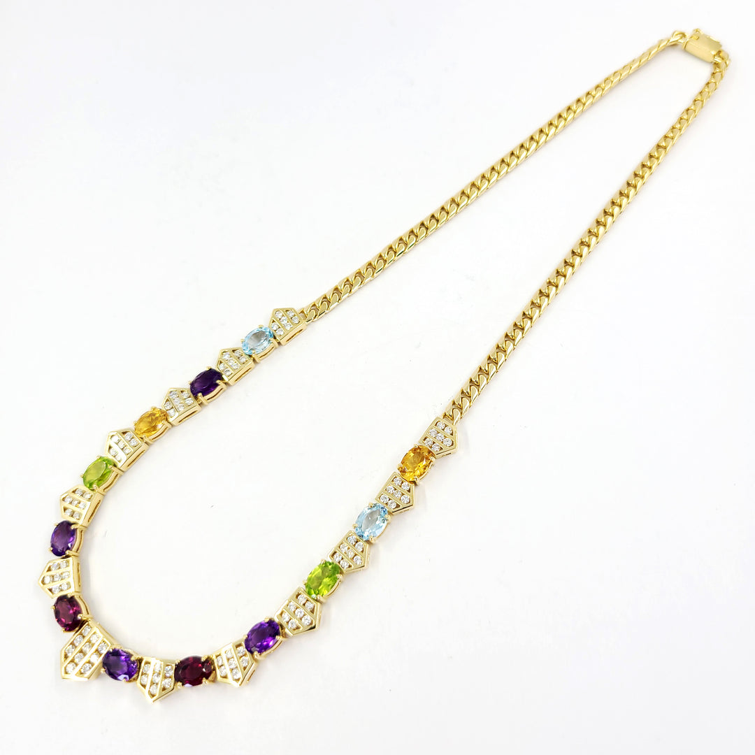 Colored Gemstone and Diamond Necklace