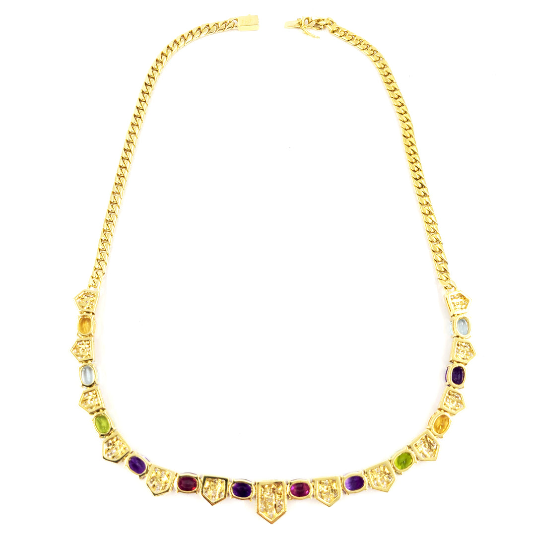 Colored Gemstone and Diamond Necklace