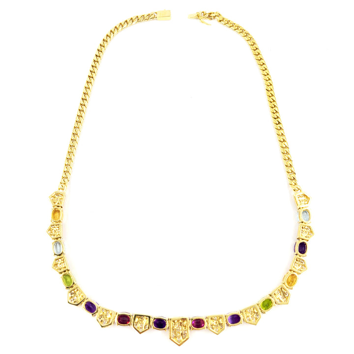 Colored Gemstone and Diamond Necklace