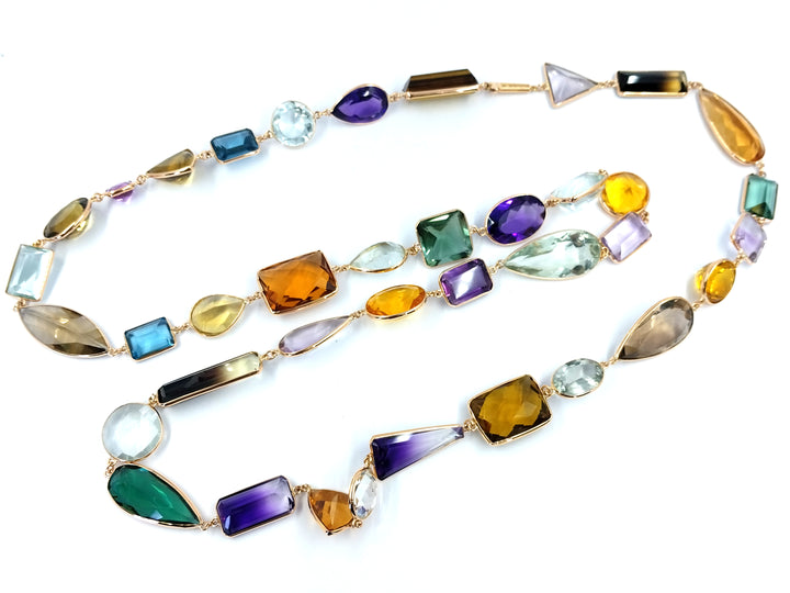 Long Multicolor Gemstone Necklace
