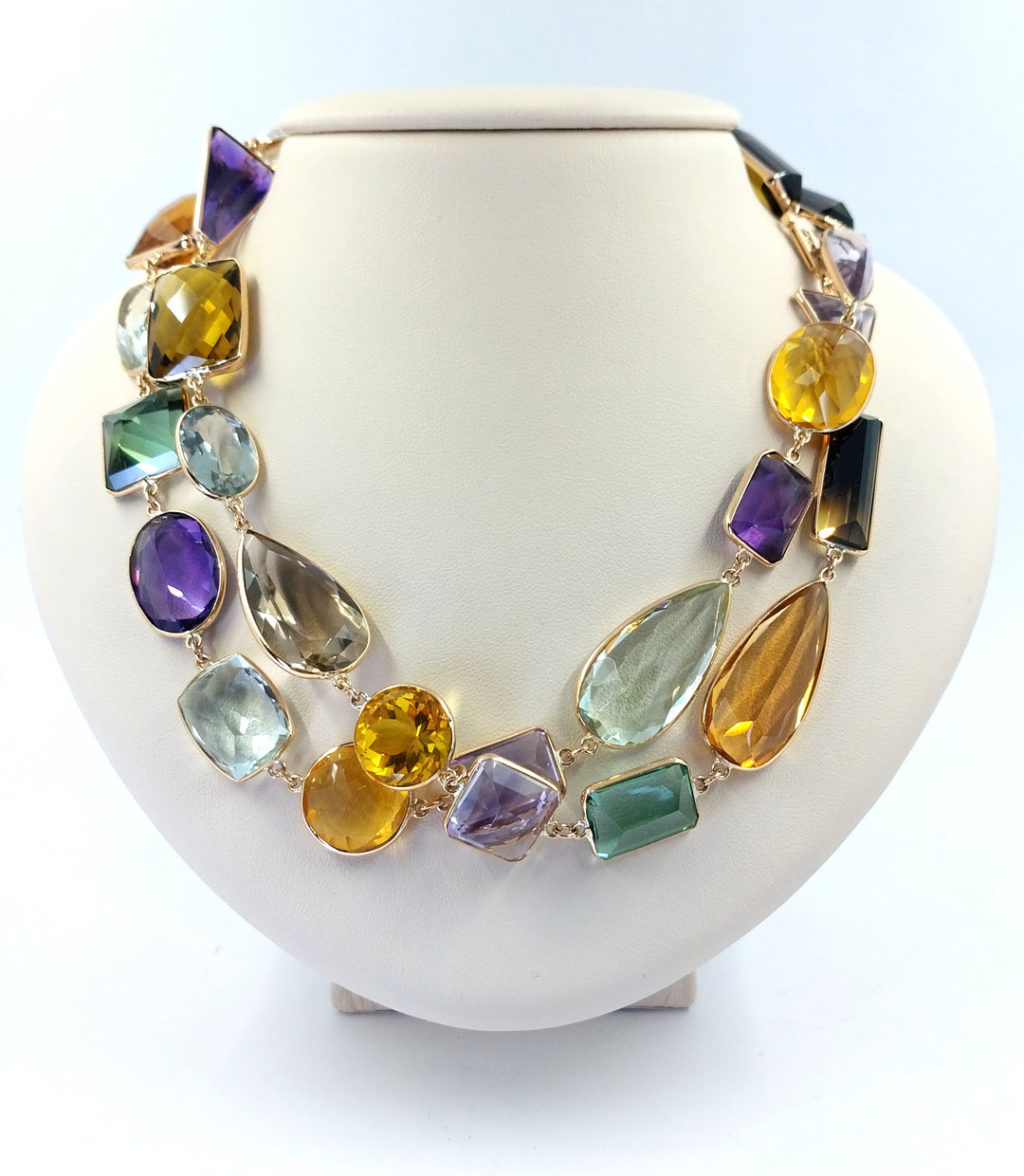 Long Multicolor Gemstone Necklace
