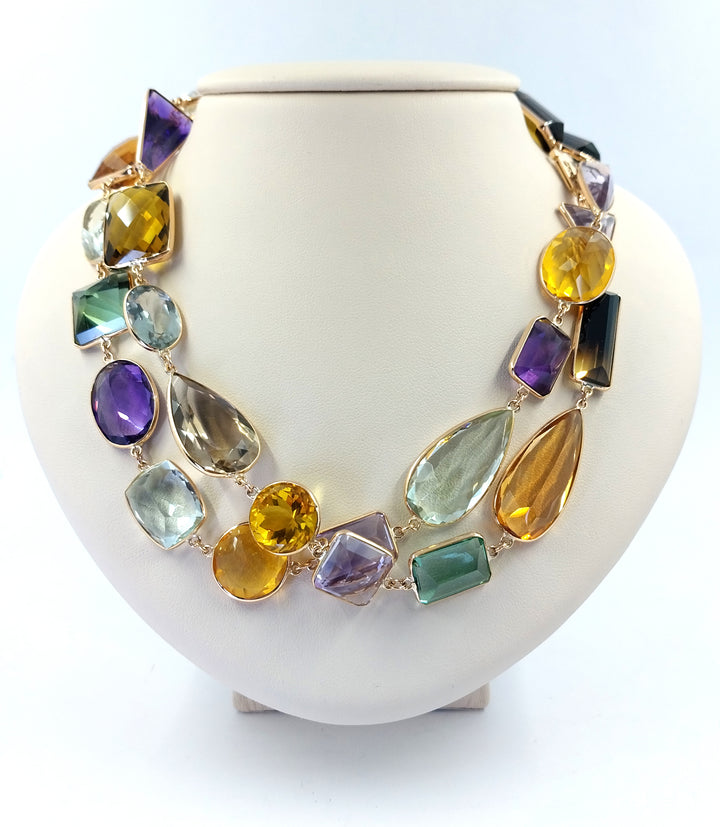 Long Multicolor Gemstone Necklace