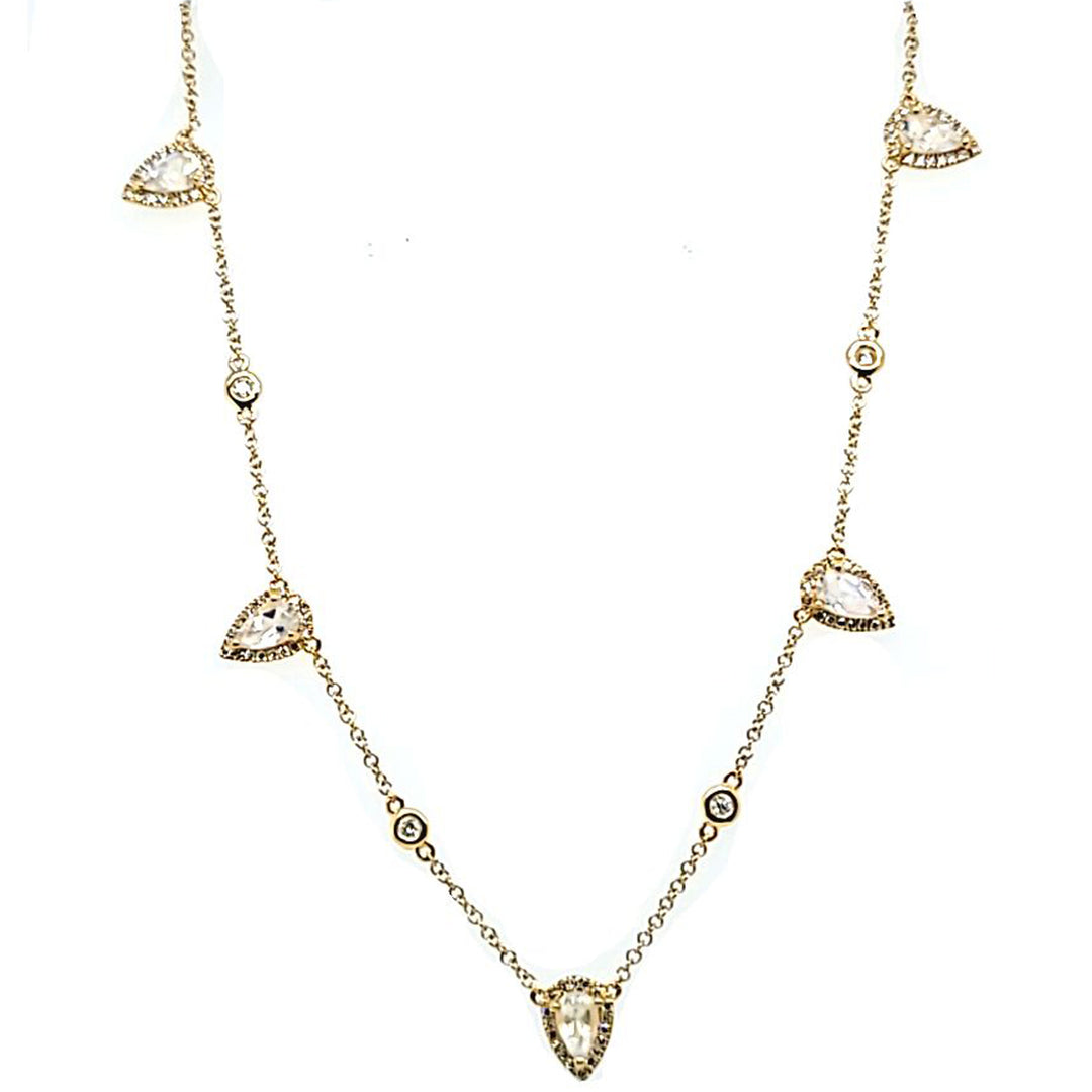 Moonstone and Diamond Station Necklace