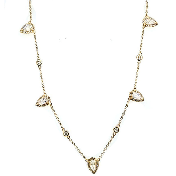 Moonstone and Diamond Station Necklace