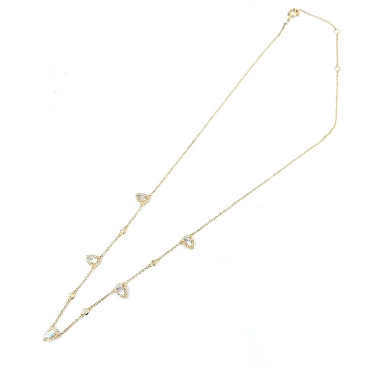 Moonstone and Diamond Station Necklace