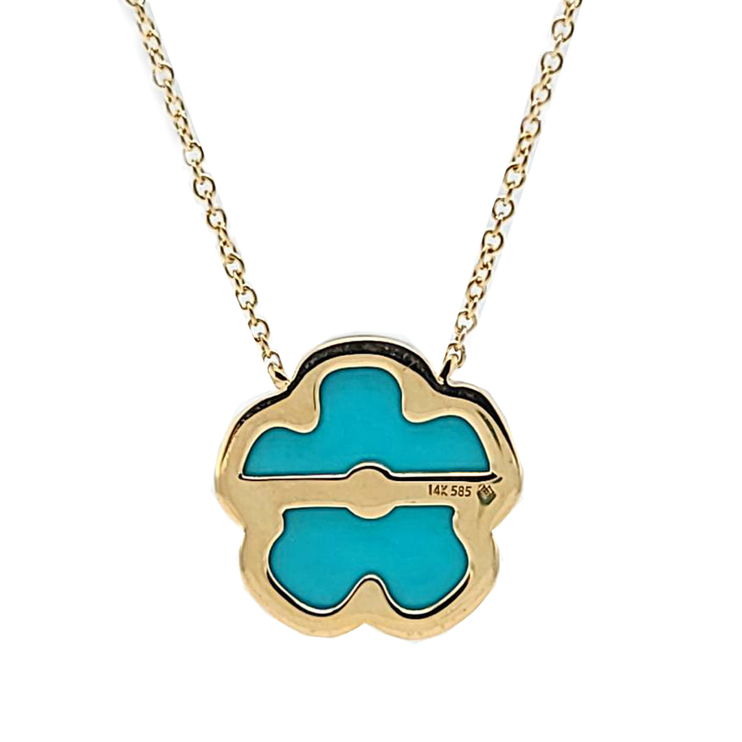 Turquoise and Diamond Flower Necklace