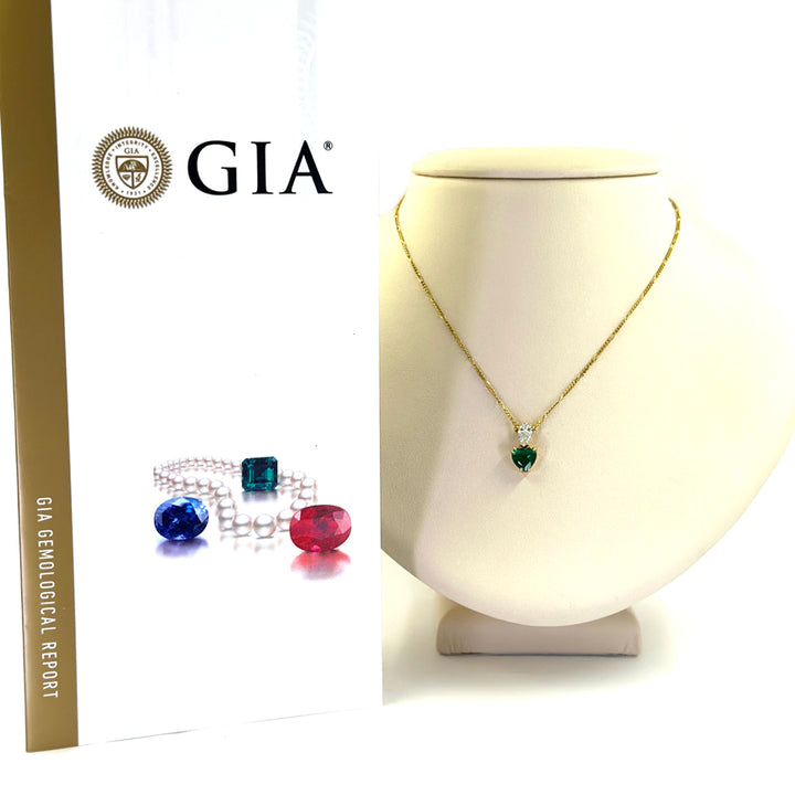 Zambian Emerald and Diamond Pendant Necklace