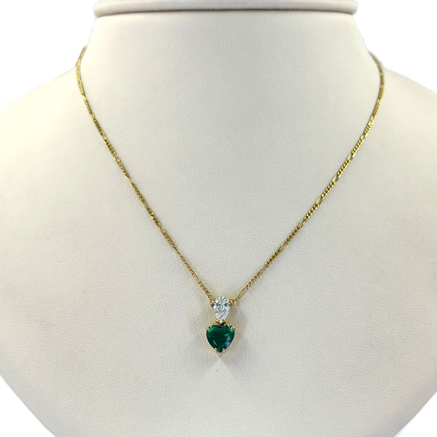 Zambian Emerald and Diamond Pendant Necklace