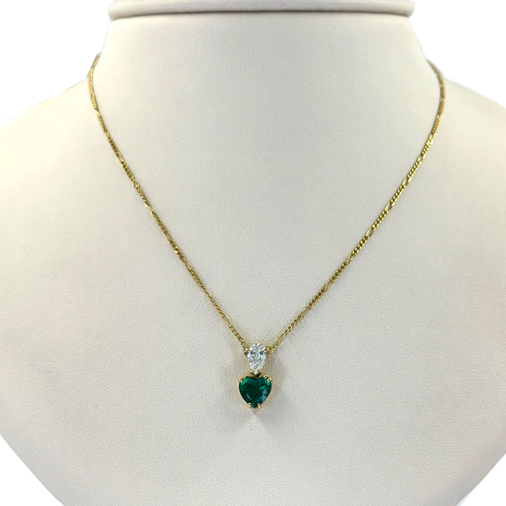 Zambian Emerald and Diamond Pendant Necklace
