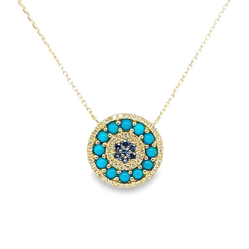 Sapphire, Turquoise and Diamond Necklace