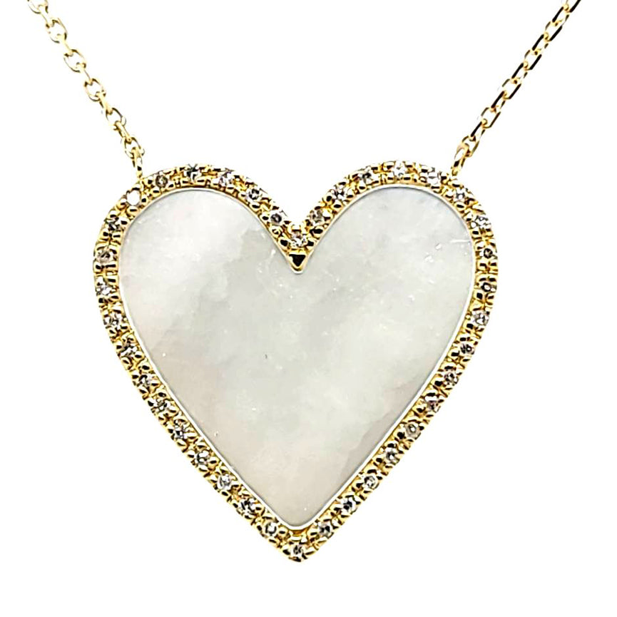 Mother of Pearl and Diamond Heart Necklace