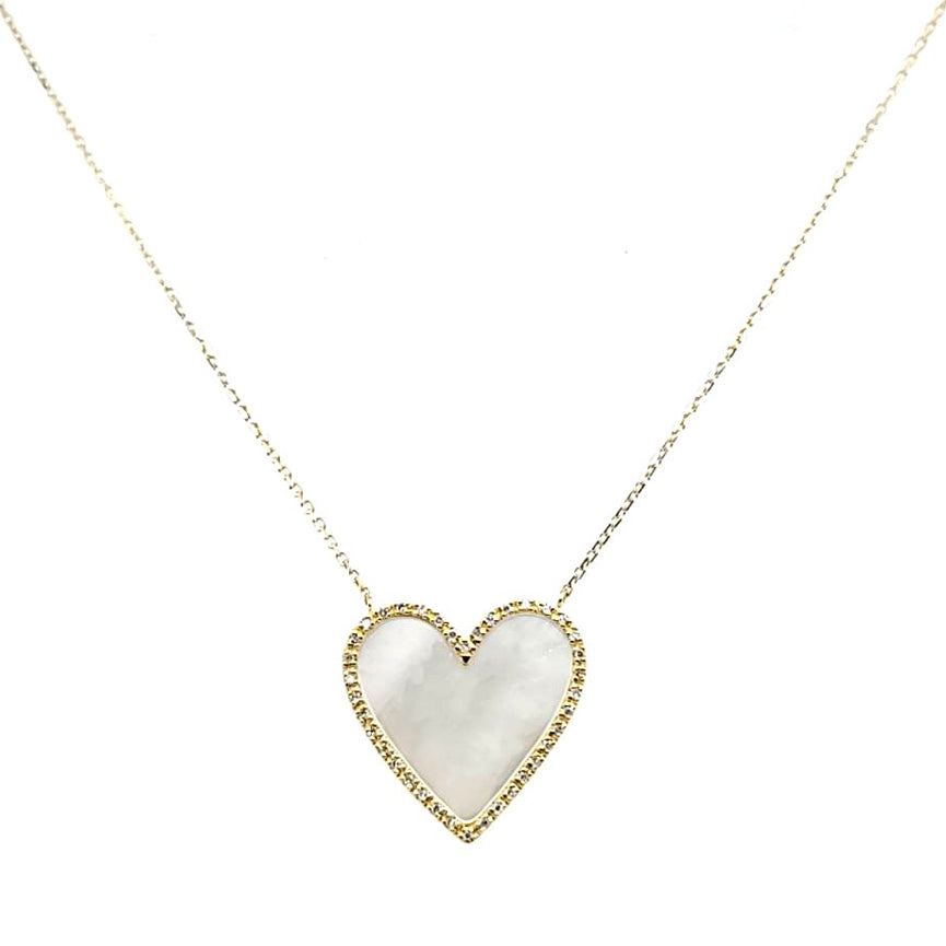 Mother of Pearl and Diamond Heart Necklace