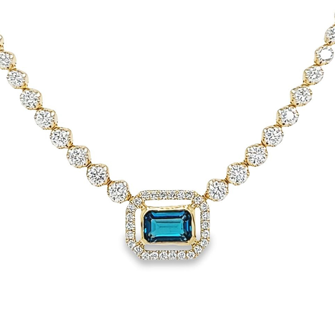 London Blue Topaz and Diamond Necklace