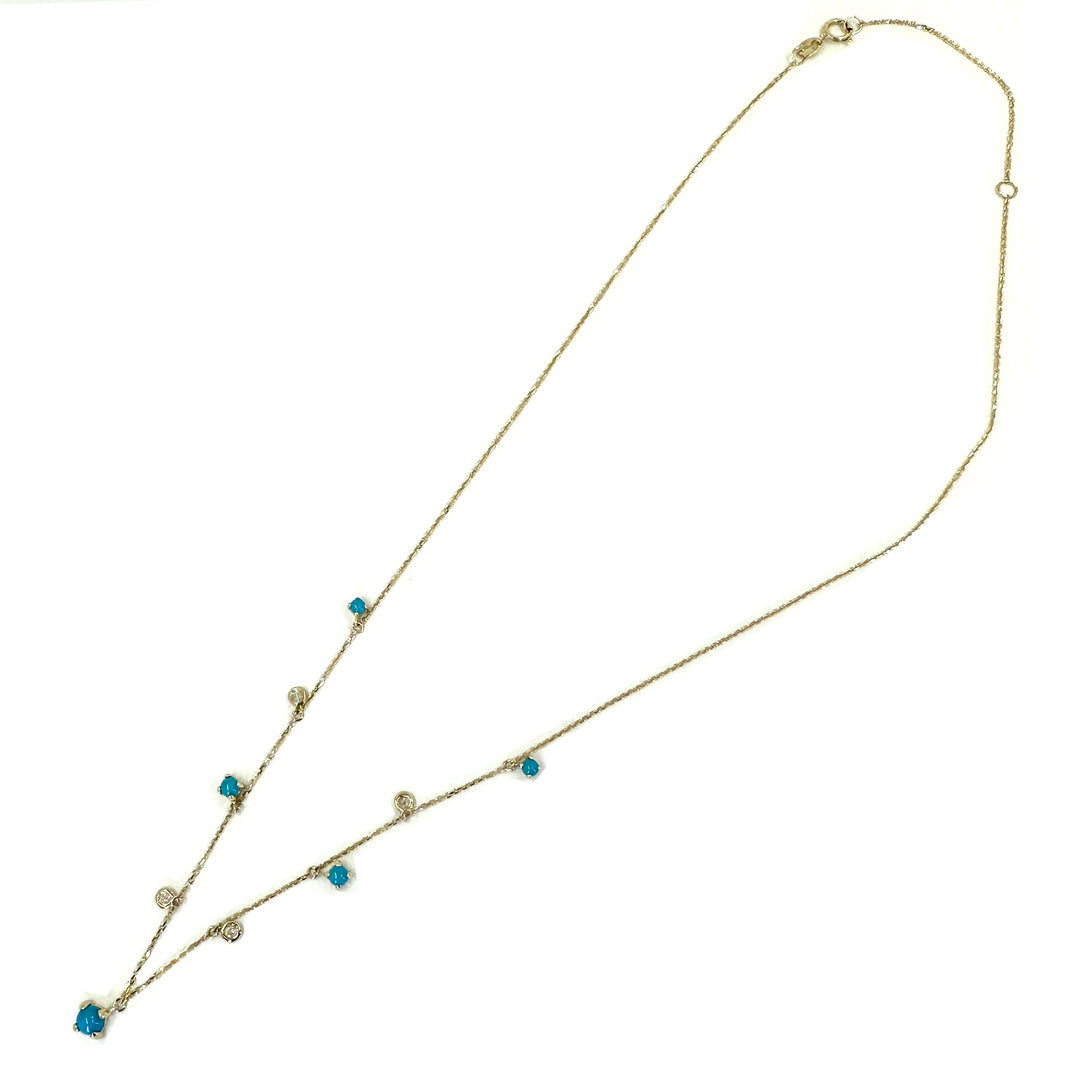 Turquoise and Diamond Dangle Necklace