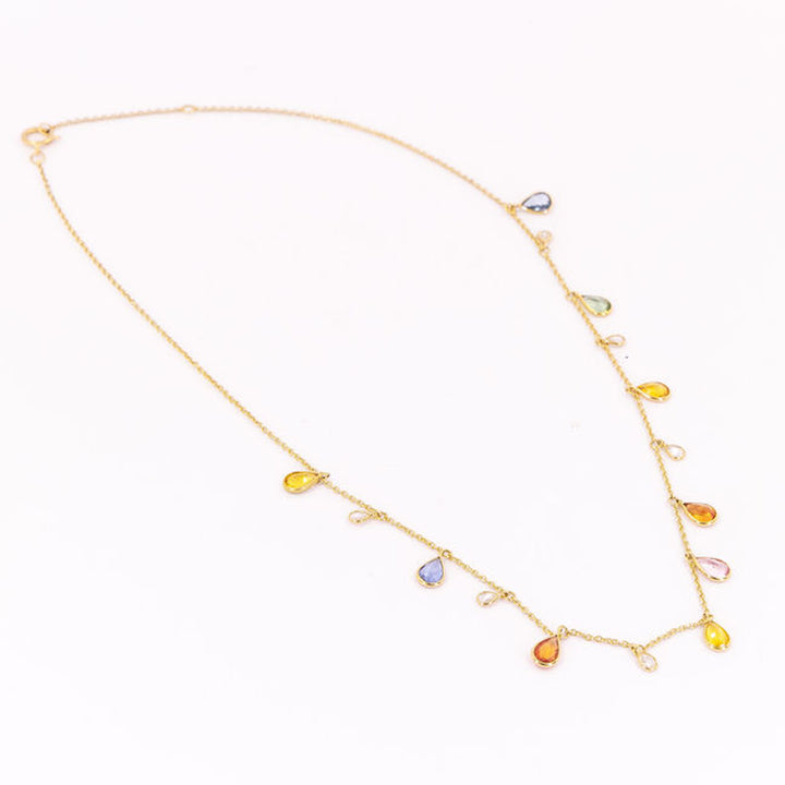 Multi Color Sapphire & Diamond Necklace