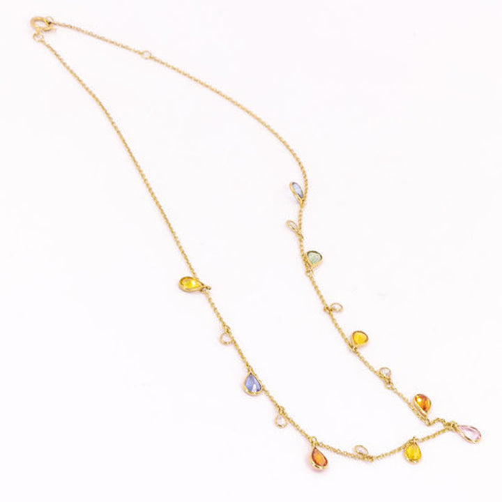 Multi Color Sapphire & Diamond Necklace