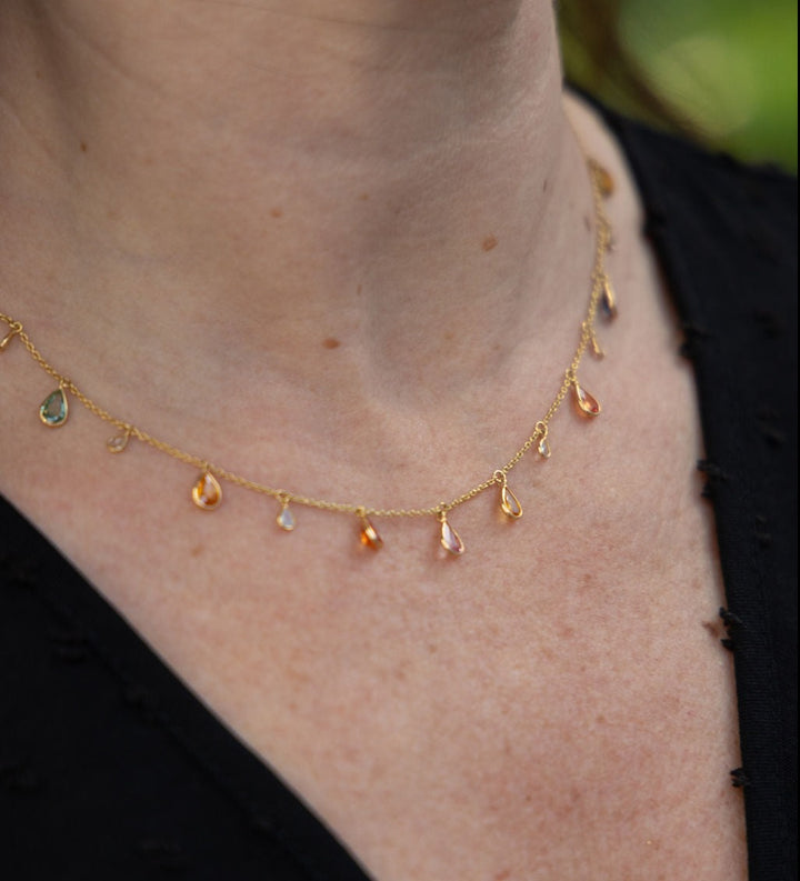 Multi Color Sapphire & Diamond Necklace