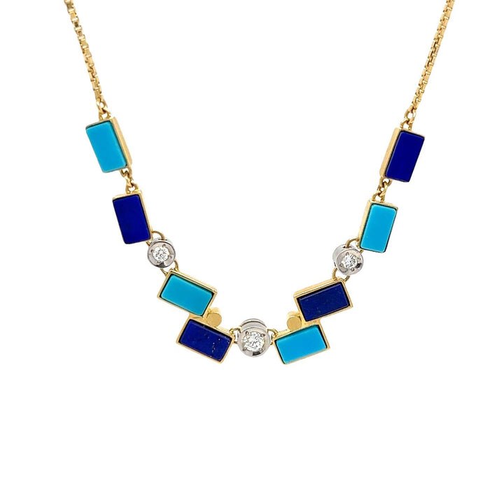 Lapis Turquoise and Diamond Necklace