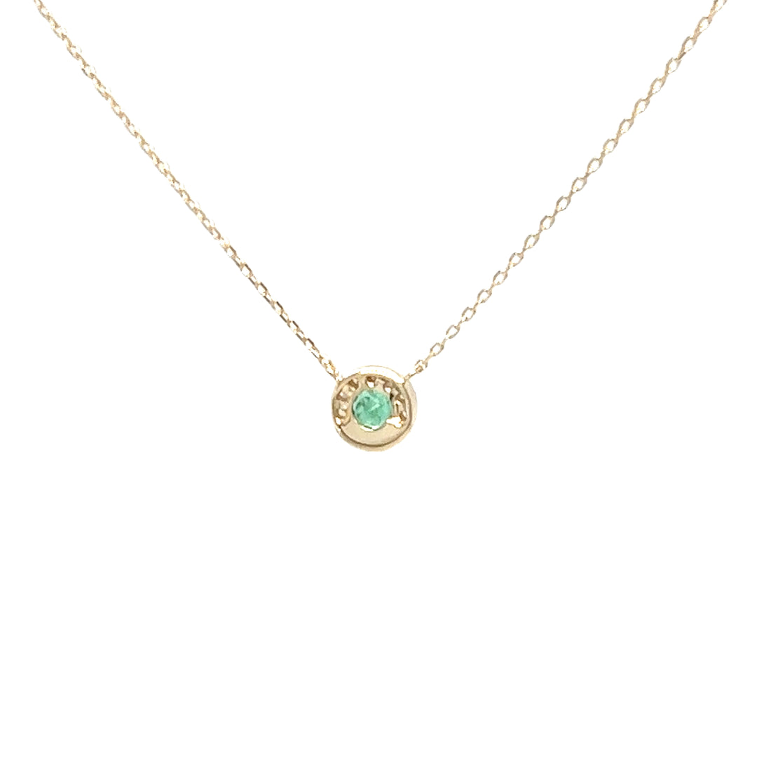 Emerald Halo Pendant Necklace with Diamond Accents