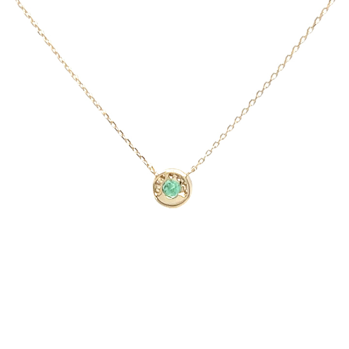 Emerald Halo Pendant Necklace with Diamond Accents