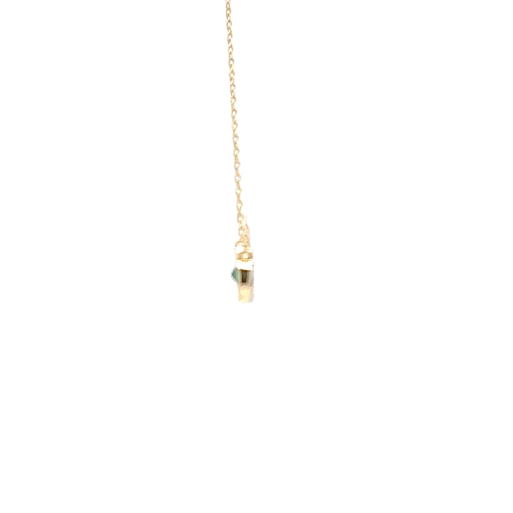 Emerald Halo Pendant Necklace with Diamond Accents