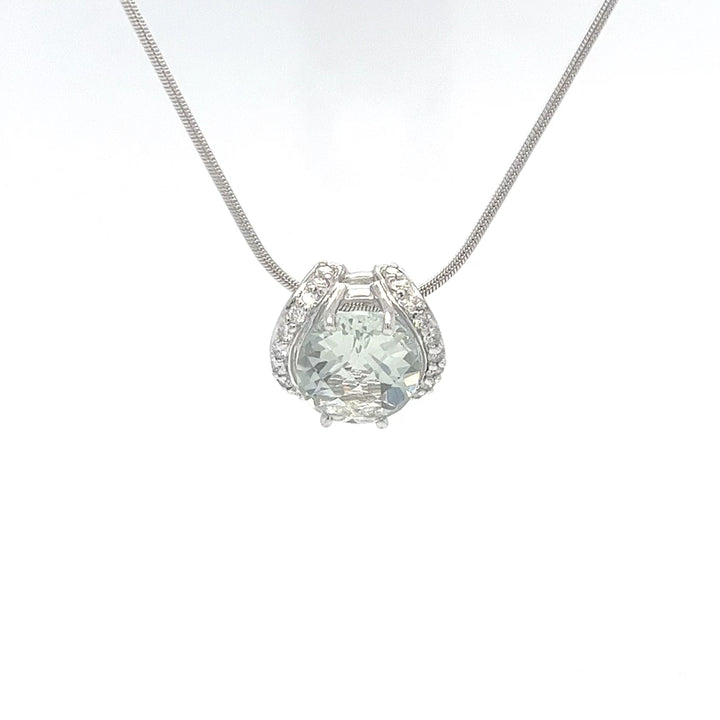 14K White Gold Prasiolite Pendant Necklace