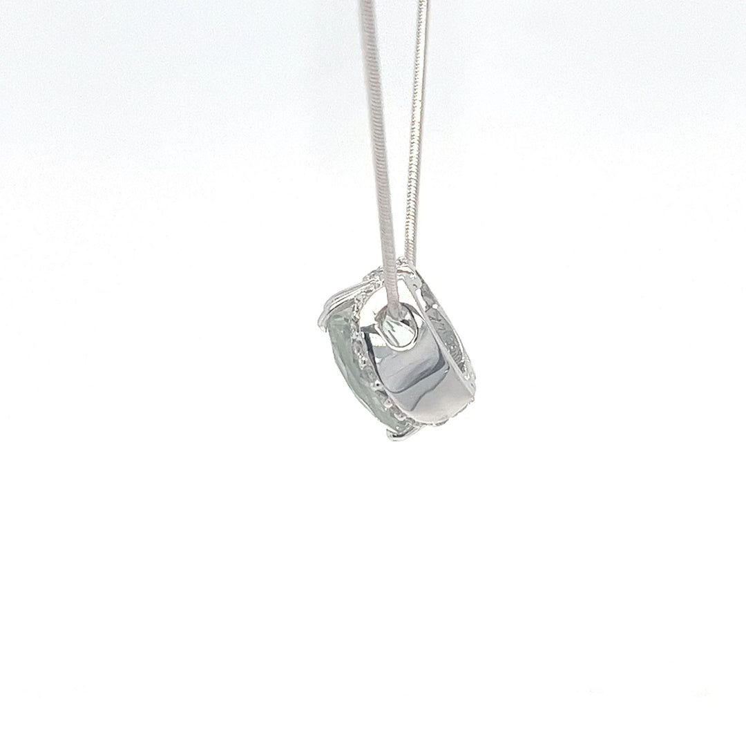 14K White Gold Prasiolite Pendant Necklace