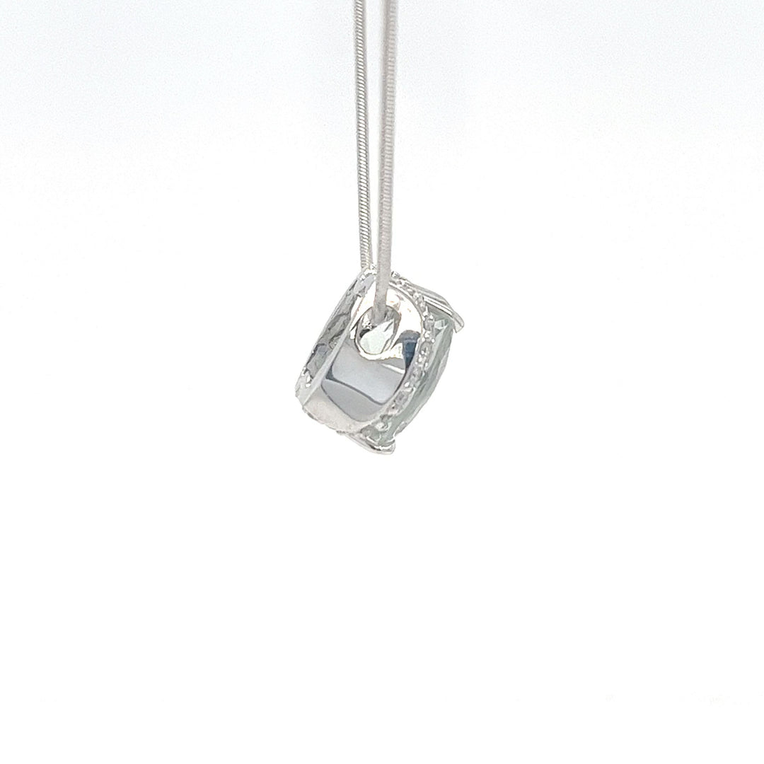 14K White Gold Prasiolite Pendant Necklace