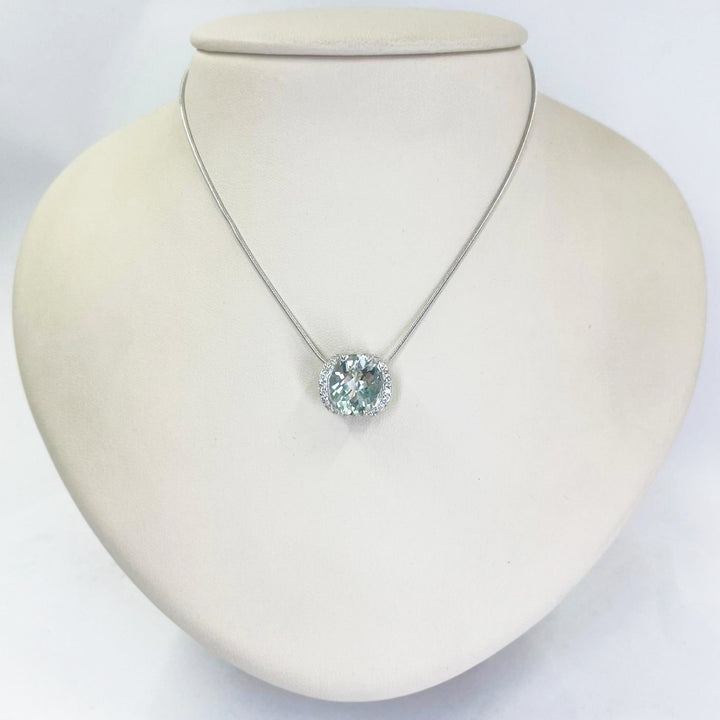 14K White Gold Prasiolite Pendant Necklace