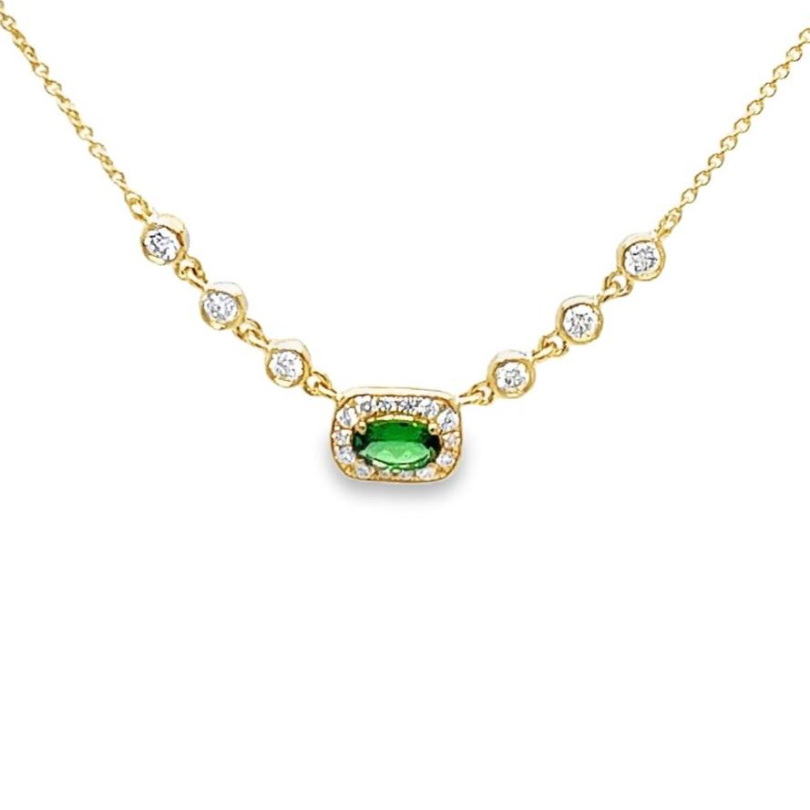 Green Garnet and Diamond Necklace
