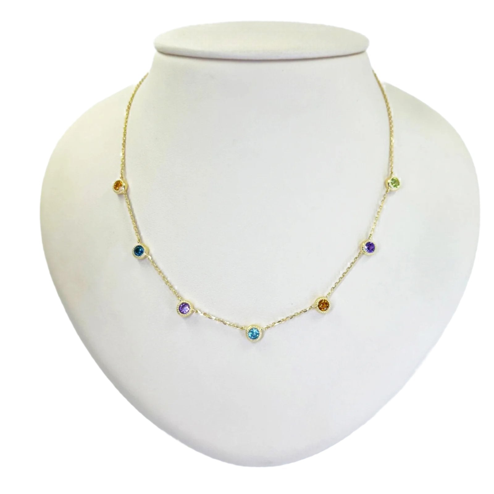 その他 jewel10103 Multicolor Bezeled Sapphire Necklace Miami FL Coral Gables Jae's