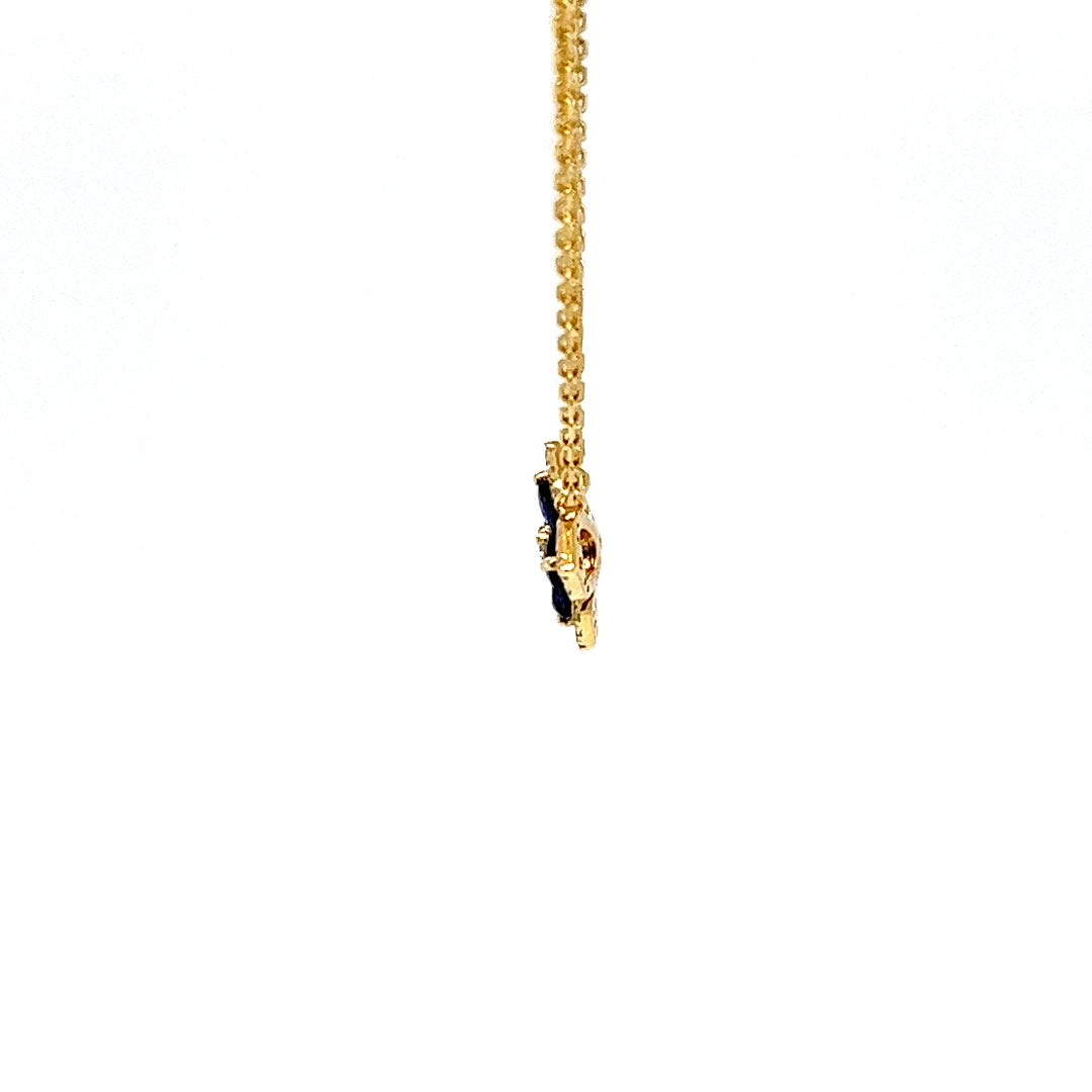 Sapphire and Diamond Flower Pendant Necklace