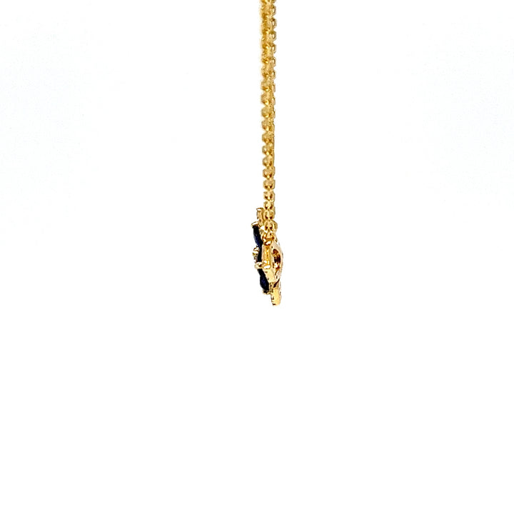 Sapphire and Diamond Flower Pendant Necklace